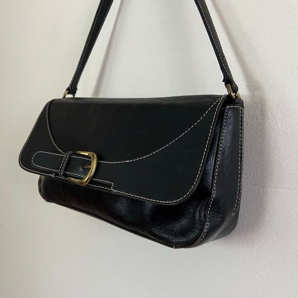 Mila Paoli Leather buckle shoulder bag Y2K 90s - Picture 4 of 14